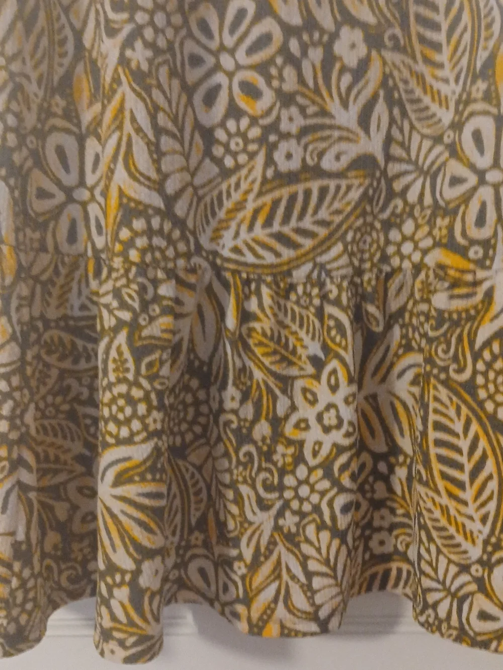 Cato Olive and Yellow Floral High-Low Ruffle Skirt